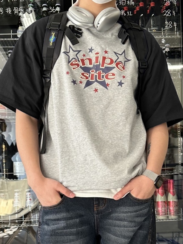 Men's Star Print Raglan Short Sleeve Tee-3