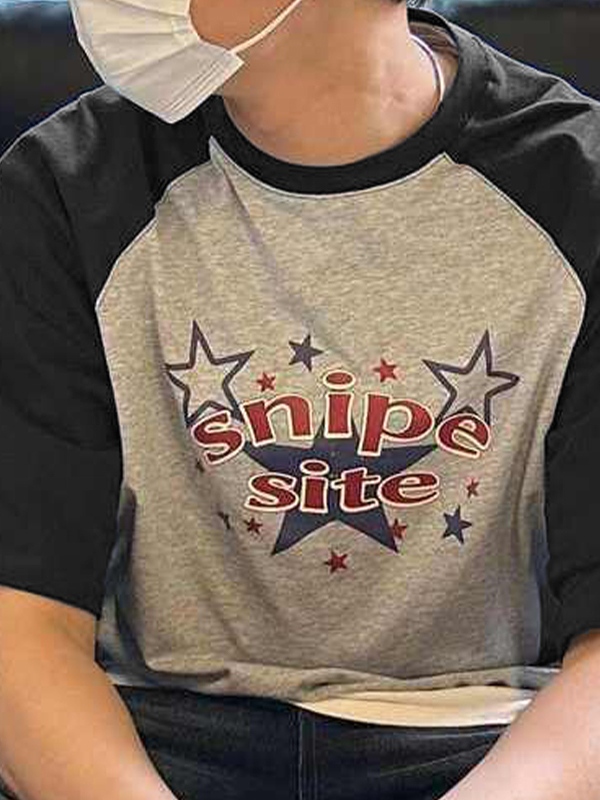 Men's Star Print Raglan Short Sleeve Tee-2