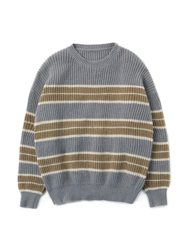 Men's Contrast Color Stripe Cozy Knit Sweatshirt-4
