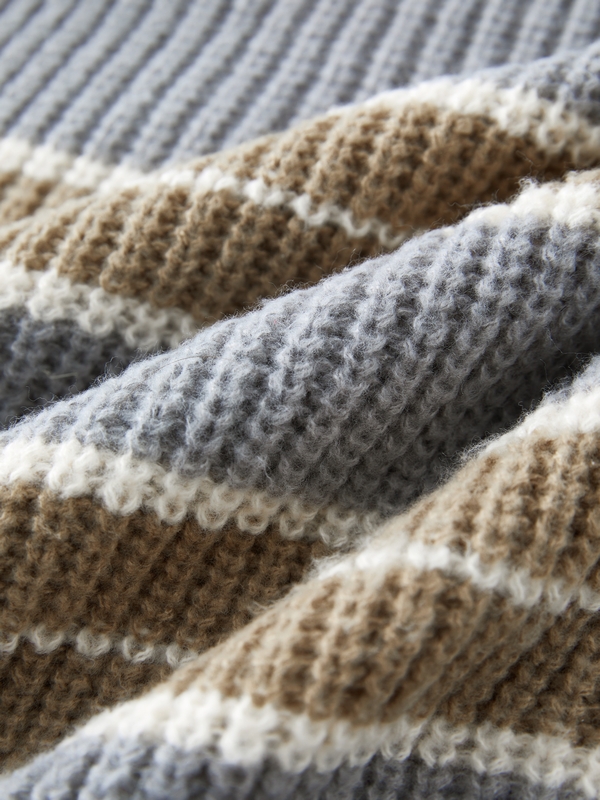 Men's Contrast Color Stripe Cozy Knit Sweatshirt-7