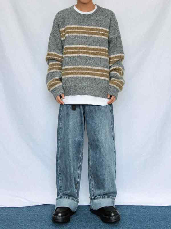 Men's Contrast Color Stripe Cozy Knit Sweatshirt-3