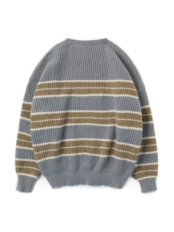 Men's Contrast Color Stripe Cozy Knit Sweatshirt-5