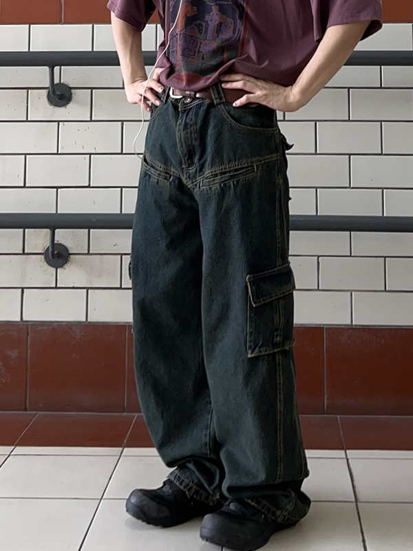 Men's Different Pocket Design Cargo Jeans-2