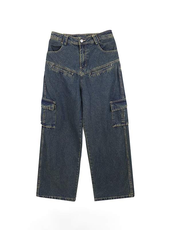 Men's Different Pocket Design Cargo Jeans-3