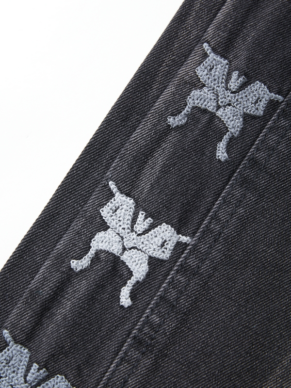 Men's Vintage Ombre Butterfly Print Straight Leg Jeans-4