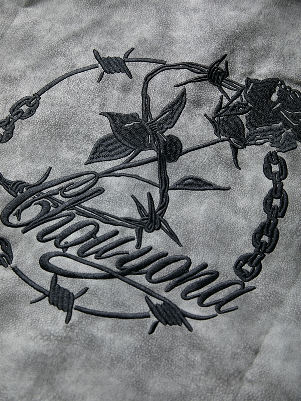 Men's Tie Dye Embroidery Leather Splice Jacket-2