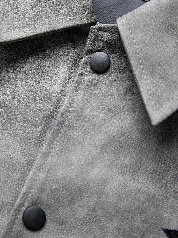 Men's Tie Dye Embroidery Leather Splice Jacket-5