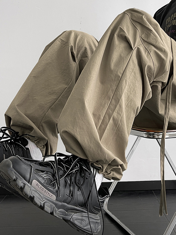 Men's Multi Pocket Drawstring Cargo Pants-4