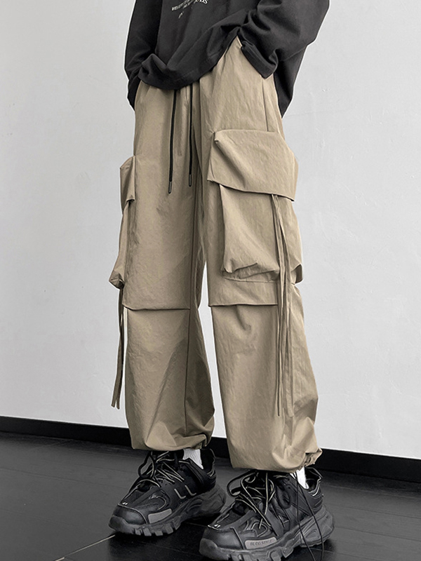 Men's Multi Pocket Drawstring Cargo Pants-3