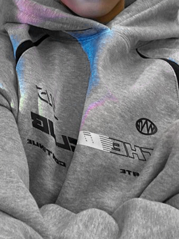 Men's Letter Print Splice Oversized Hoodie-1
