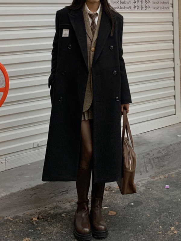 Preppy Double Breasted Longline Jacket-1