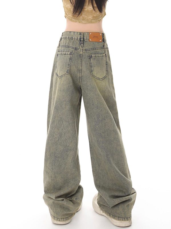 Vintage Distressed Wash Splice Boyfriend Jeans-4