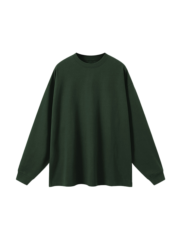 Men' Solid Color Drop Shoulder Long Sleeve Tee-3