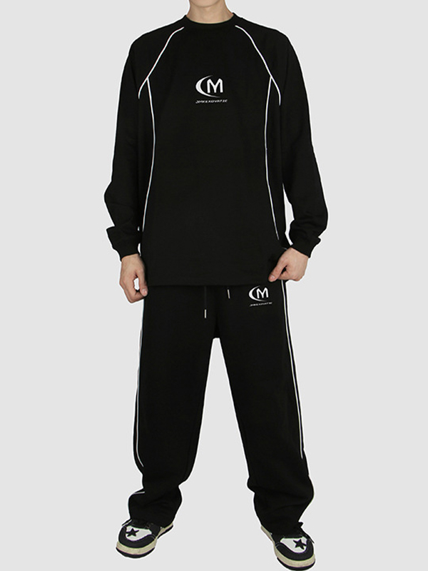 Men's Vintage Letter Print Splice Sweatshirt-3