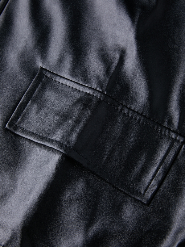 Oversized Black Faux Leather Jacket-8