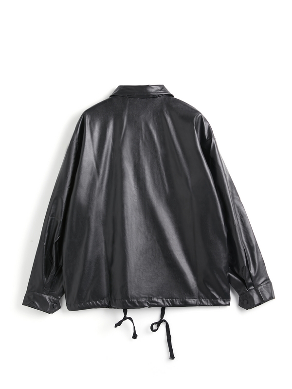 Oversized Black Faux Leather Jacket-6