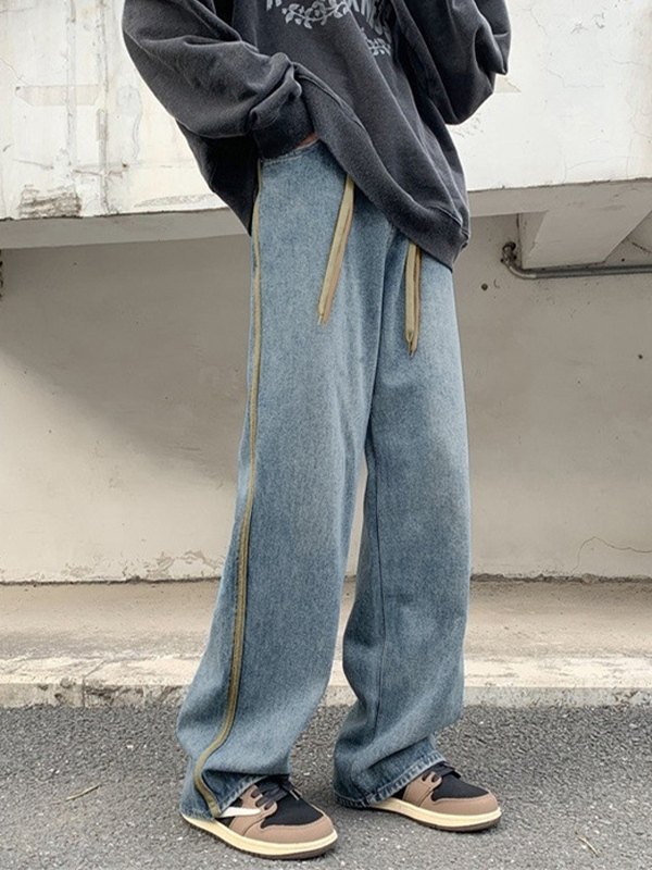 Men's Side Stripe Loose Jeans-1