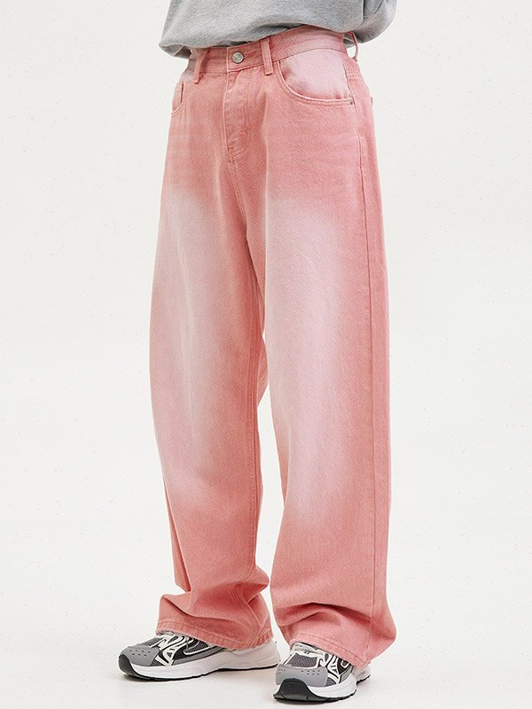 Men's Vintage Faded Denim Loose Jeans-2