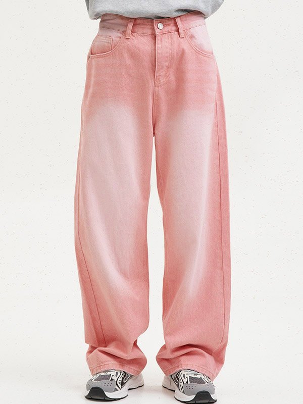 Men's Vintage Faded Denim Loose Jeans-1