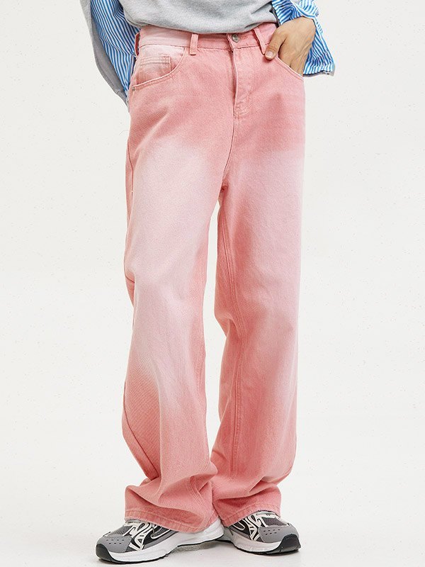 Men's Vintage Faded Denim Loose Jeans-3