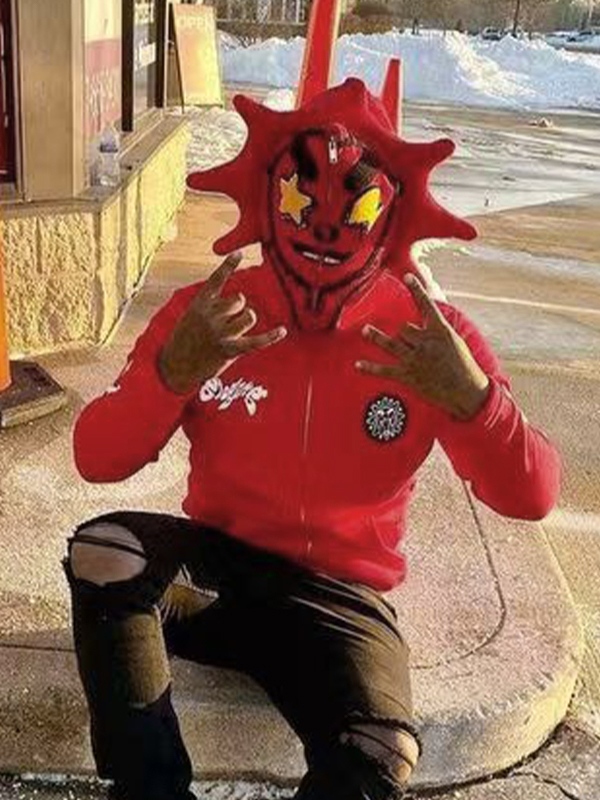 Men's Funny Print Zip Up Oversized Hoodie-2