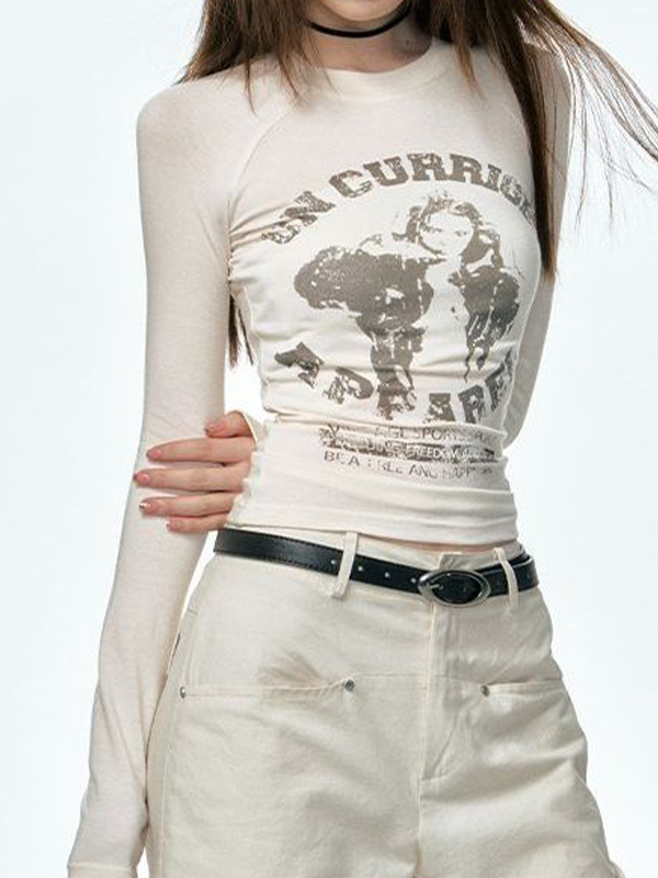 Portrait Print Slim Long Sleeve Tee-1