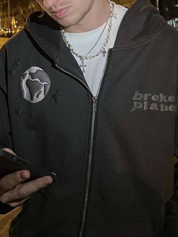 Men's Spider Web Print Oversized Hoodie-1