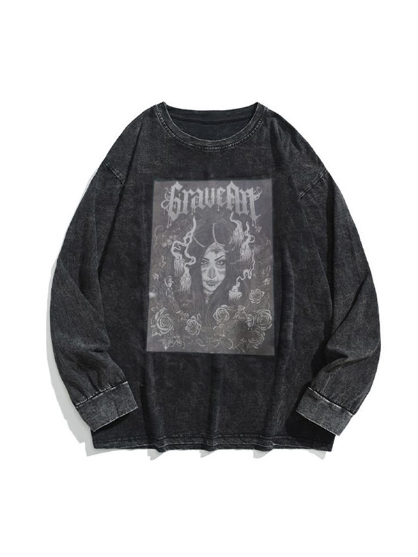 Men's Distressed Portrait Print Sweatshirt-1