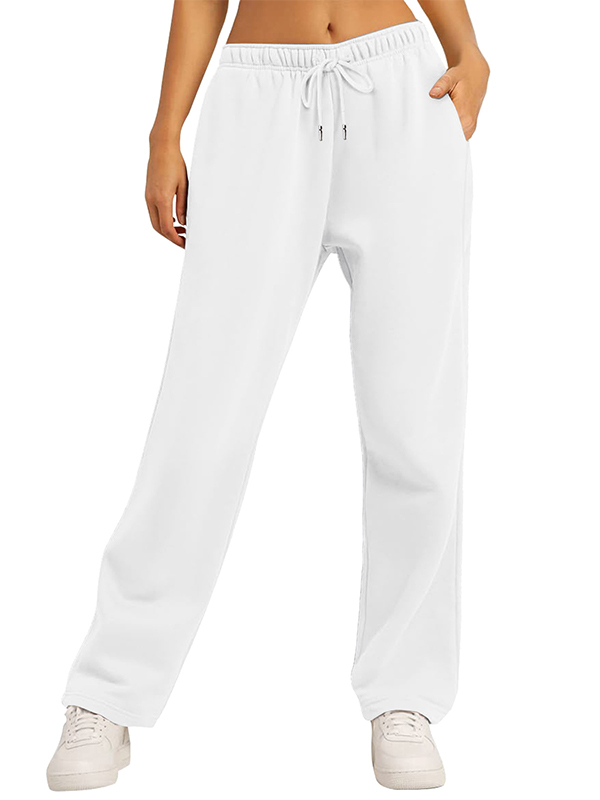 Solid Drawstring Sweatpants-1