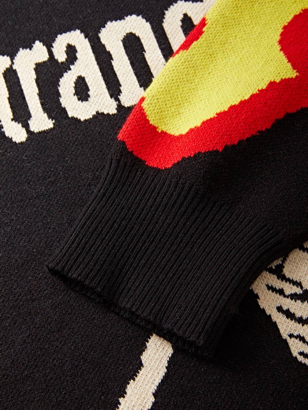 Men's Flame Skull Jacquard Knit Sweater-5