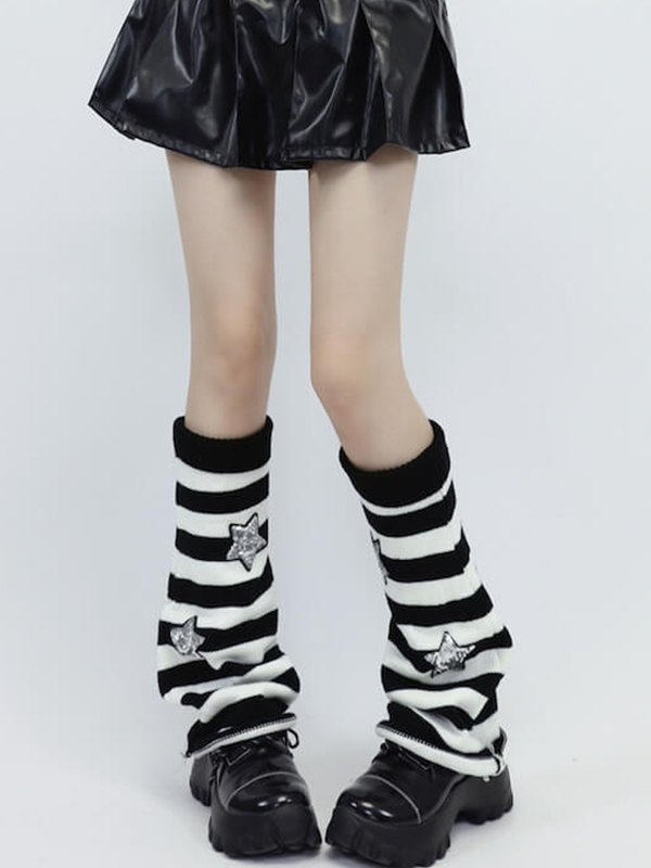 Sequin Star Striped Leg Warmer-1