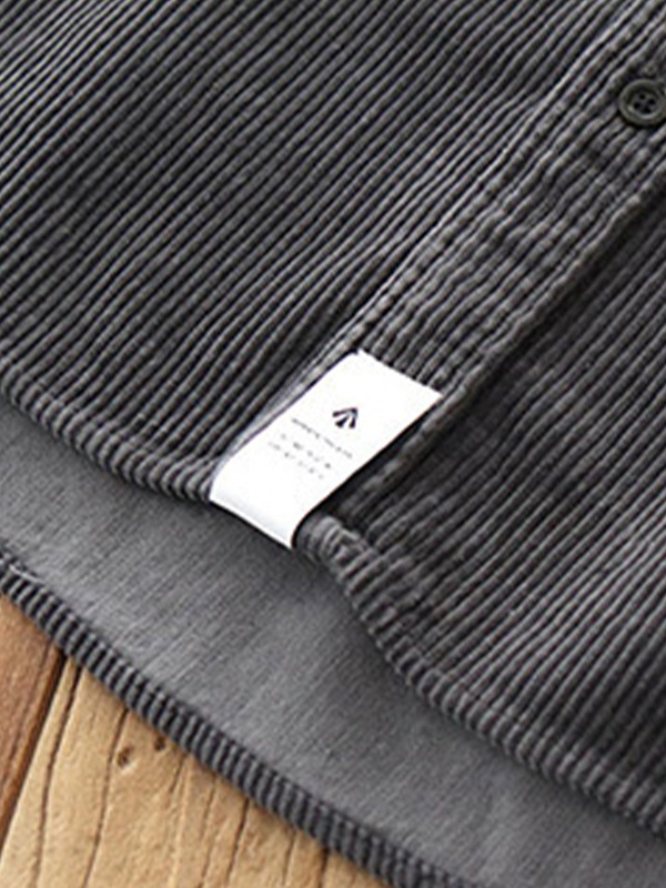 Men's Vintage Corduroy Long Sleeve Buttoned Shirt-3