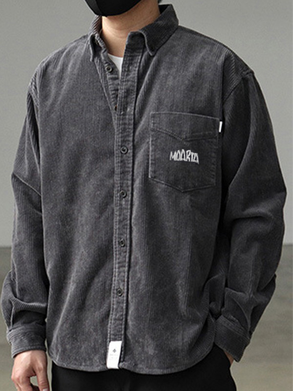 Men's Vintage Corduroy Long Sleeve Buttoned Shirt-1