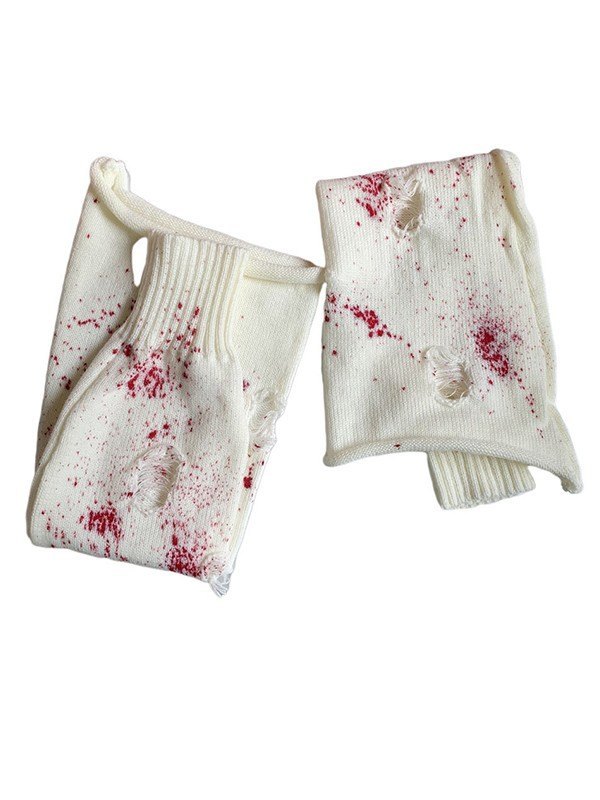 Bloody Distressed Knitted Leg Warmer-1