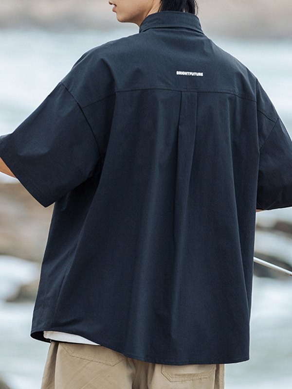 Men's Pocket Front Short Sleeve Button Up Shirt-1