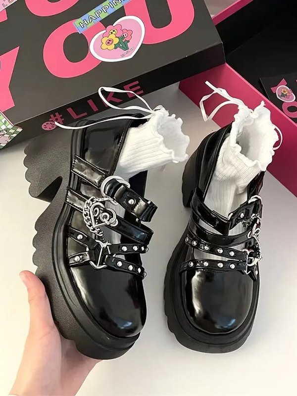 Heart Chain Platform High Heels-2