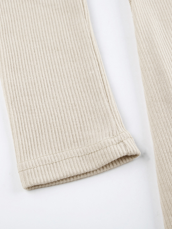 Solid Off Shoulder Slim Long Sleeve Knit-6