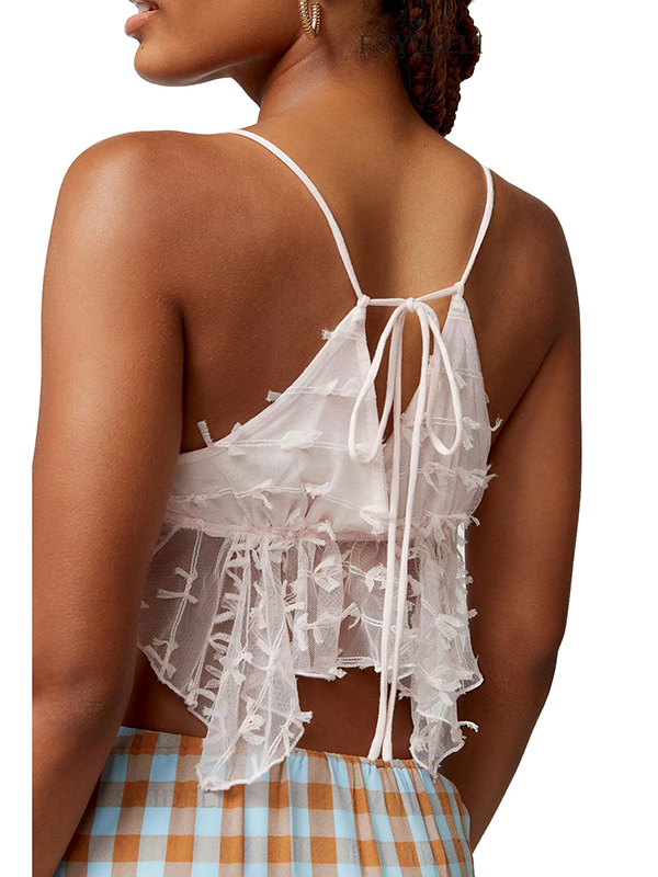 Solid Three-dimensional Decor V Neck Cami Top-3