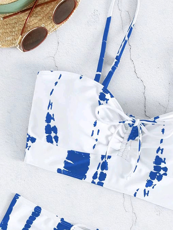 Irregular Print Tie Up Cami Top&Shorts Binikis-4